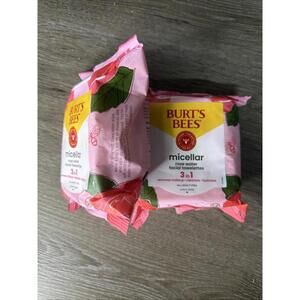 2 Burt's Bees Micellar Rose Water Towelettes Cleansing, Makeup Remover, Hydrates